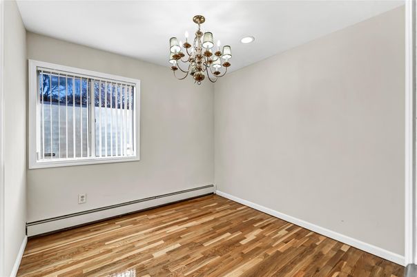 Chandelier, Empty room, Interior, Recessed Lighting, Wood Texture Flooring