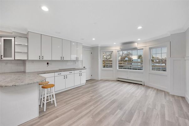 Interior, Kitchen, Recessed Lighting, Wood Texture Flooring