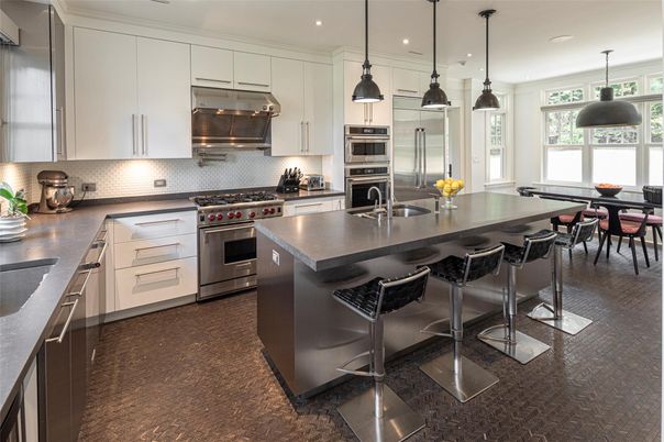Dining room, Interior, Kitchen, Pendant Lights, Recessed Lighting, Stainless Steel Appliances