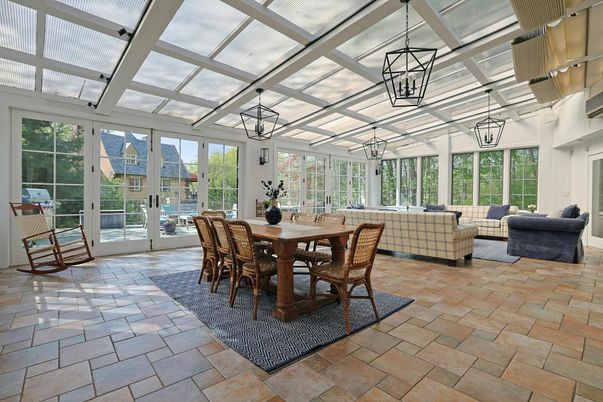 Dining room, Glass Ceilings, Interior, Living room, Pendant Lights, Sun Room