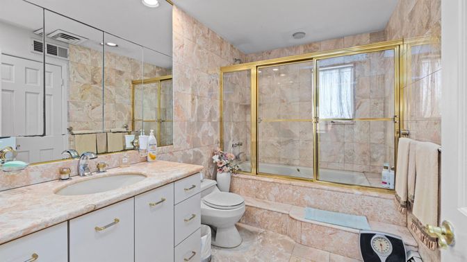 Bathroom, Glass Shower, Interior, Recessed Lighting
