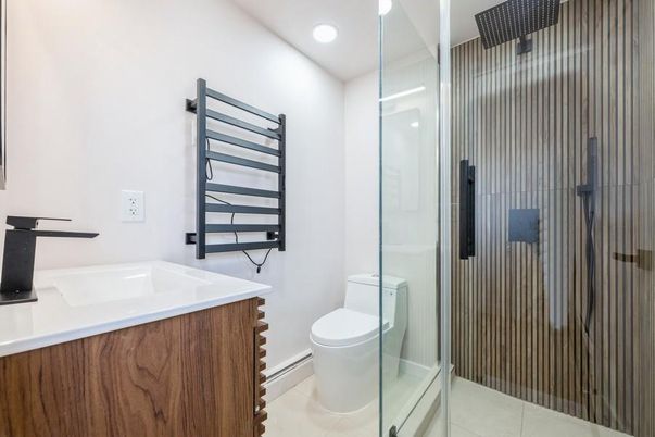 Bathroom, Glass Shower, Interior, Recessed Lighting
