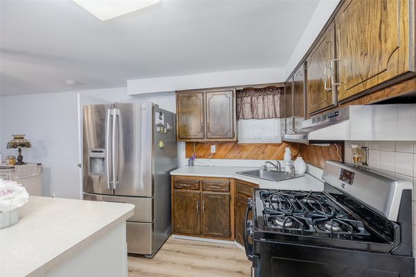 Interior, Kitchen, Stainless Steel Appliances, Wood Texture Flooring