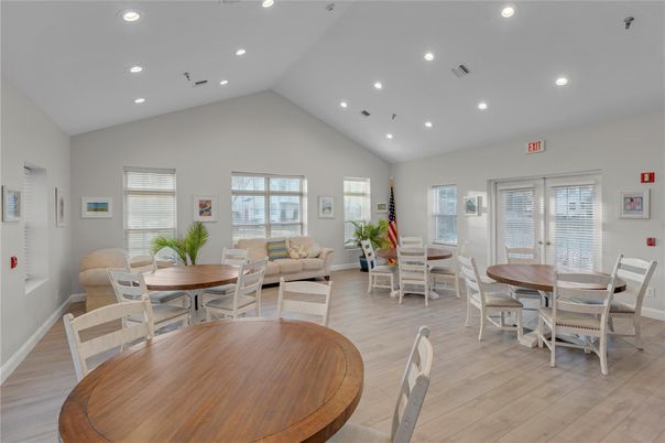 Dining room, Interior, Living room, Recessed Lighting, Wood Texture Flooring
