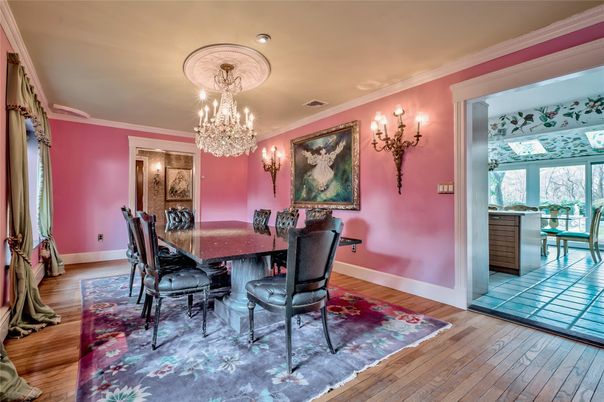 Chandelier, Dining room, Interior, Wood Texture Flooring