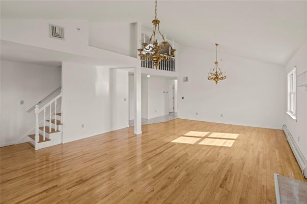 Chandelier, Empty room, Interior, Wood Texture Flooring