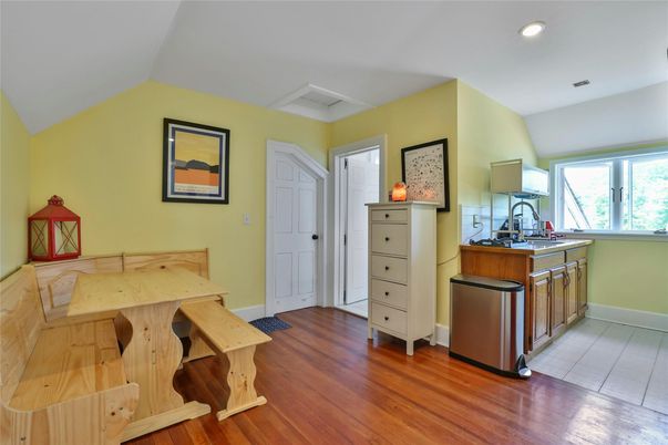 Dining room, Interior, Kitchen, Recessed Lighting, Wood Texture Flooring