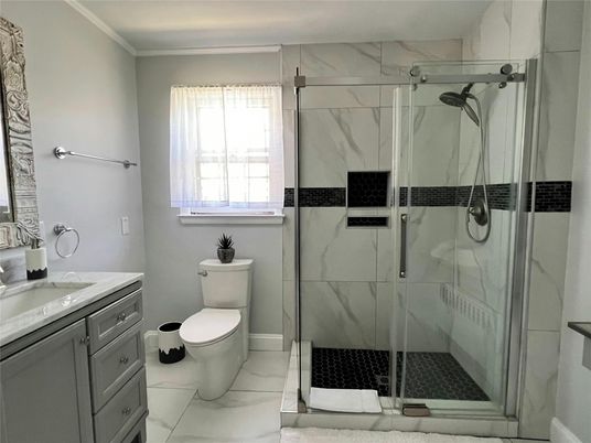 Bathroom, Glass Shower, Interior, Marble, Marble Walls