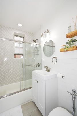 Bathroom, Glass Shower, Interior, Recessed Lighting