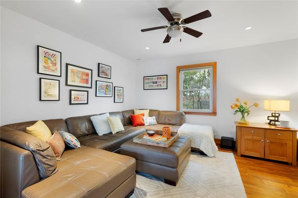 Interior, Living room, Recessed Lighting, Wood Texture Flooring