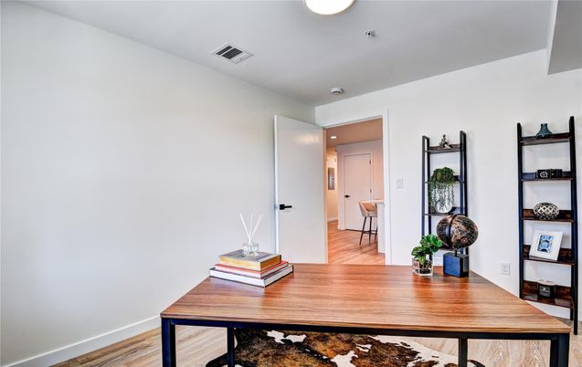Home Office, Interior, Recessed Lighting, Wood Texture Flooring