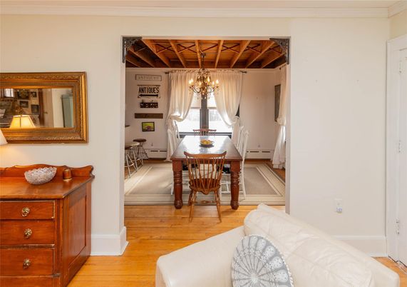 Chandelier, Dining room, Interior, Wooden Beams, Wood Texture Flooring