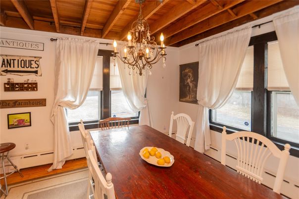 Chandelier, Dining room, Interior, Wooden Beams, Wooden Ceilings, Wood Texture Flooring