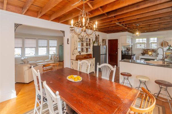 Chandelier, Dining room, Interior, Kitchen, Living room, Wooden Beams, Wooden Ceilings, Wood Texture Flooring