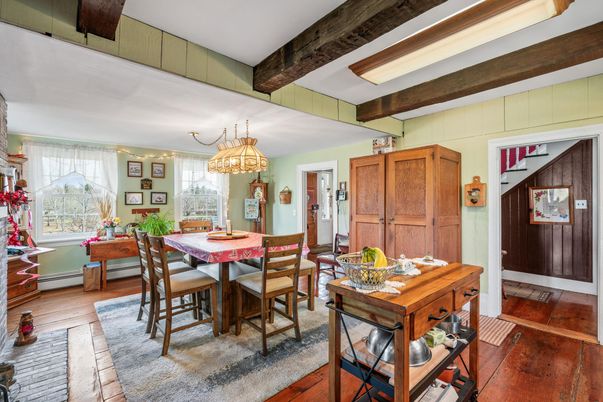 Dining room, Interior, Wooden Beams, Wood Texture Flooring