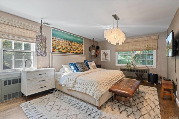Bedroom, Chandelier, Interior, Wood Texture Flooring