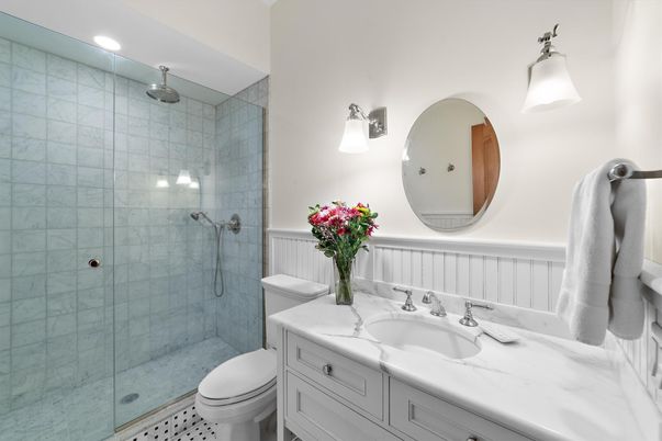 Bathroom, Glass Shower, Interior, Recessed Lighting