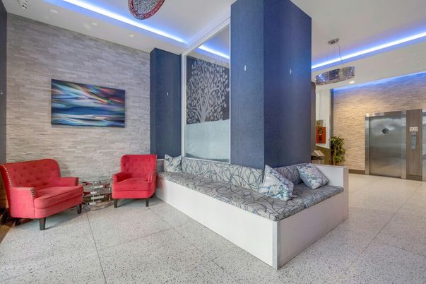 Elevator, Interior, Recessed Lighting, Stone Walls
