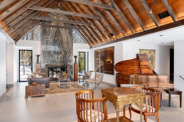 Fireplace, Interior, Living room, Piano, Wooden Beams, Wooden Ceilings