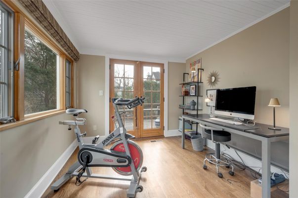 Fitness Equipment, Home Office, Interior, Wood Texture Flooring