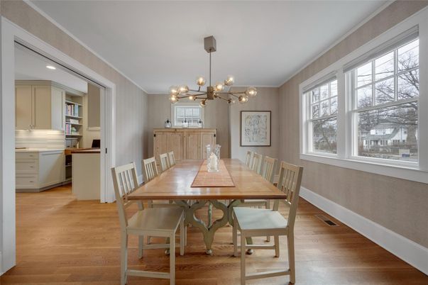 Dining room, Interior, Kitchen, Pendant Lights, Wood Texture Flooring