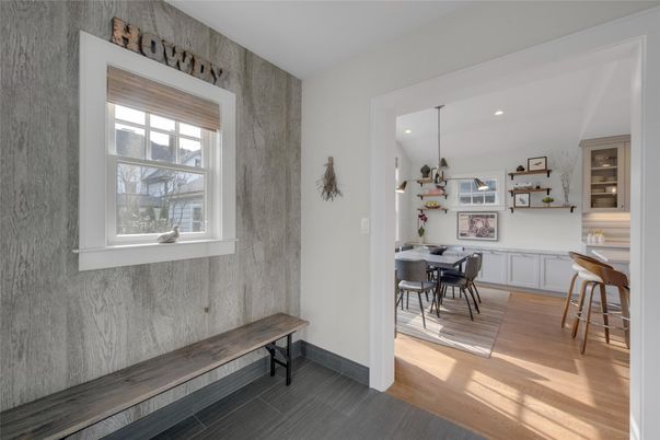Dining room, Interior, Pendant Lights, Recessed Lighting, Wood Texture Flooring
