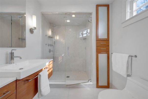 Bathroom, Glass Shower, Interior, Recessed Lighting