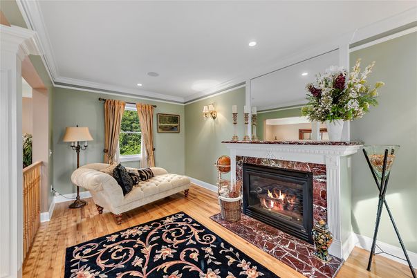 Fireplace, Interior, Recessed Lighting, Wood Texture Flooring