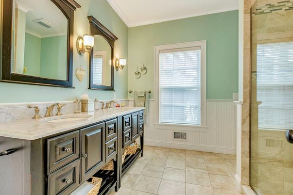 Bathroom, Dual Sink Vanities, Glass Shower, Interior