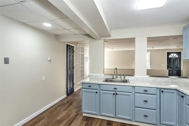 Interior, Kitchen, Recessed Lighting, Wood Texture Flooring