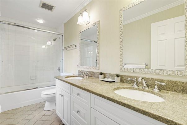 Bathroom, Dual Sink Vanities, Glass Shower, Interior, Recessed Lighting