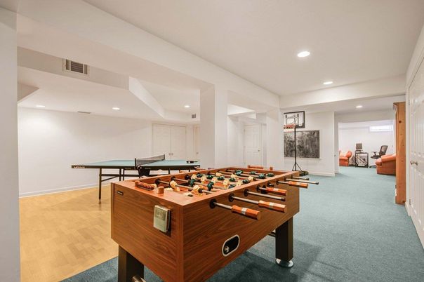 Game Room, Interior, Recessed Lighting, Wood Texture Flooring