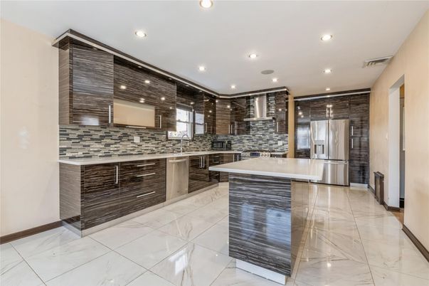 Interior, Kitchen, Marble, Recessed Lighting, Stainless Steel Appliances
