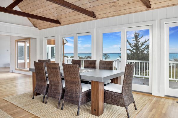 Dining room, Interior, Water, Wooden Beams, Wooden Ceilings, Wood Texture Flooring