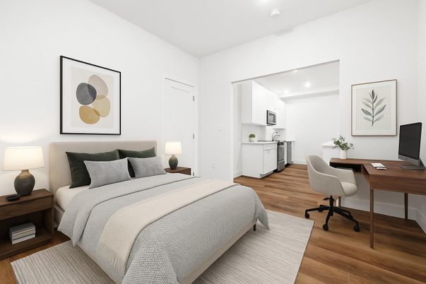 Bedroom, Home Office, Interior, Recessed Lighting, Wood Texture Flooring