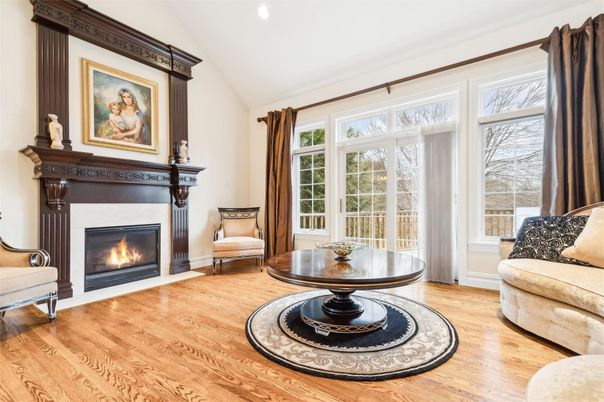 Fireplace, Interior, Recessed Lighting, Wood Texture Flooring