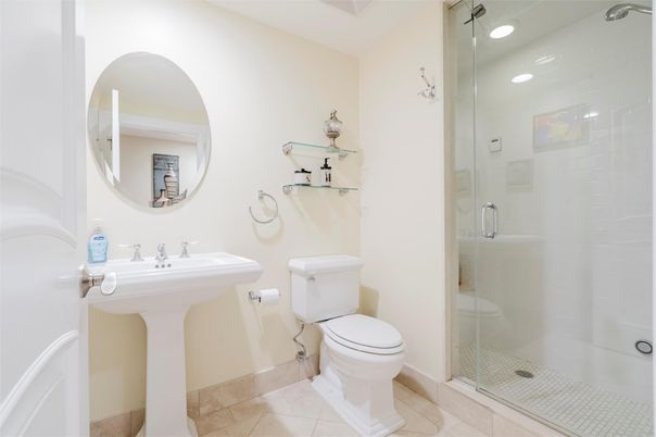 Bathroom, Glass Shower, Interior, Recessed Lighting