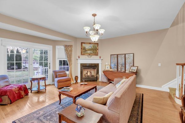 Chandelier, Fireplace, Interior, Living room, Wood Texture Flooring