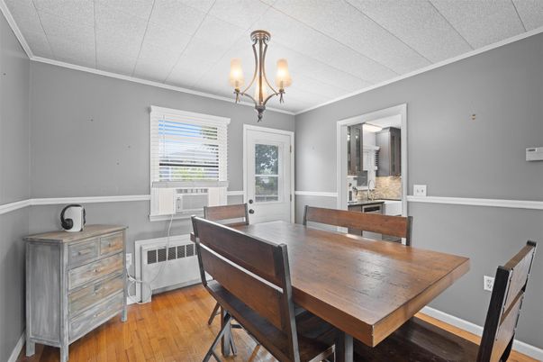 Chandelier, Dining room, Interior, Wood Texture Flooring