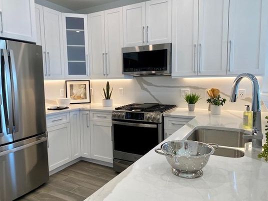 Interior, Kitchen, Stainless Steel Appliances, Wood Texture Flooring