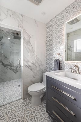 Bathroom, Glass Shower, Interior, Marble Walls
