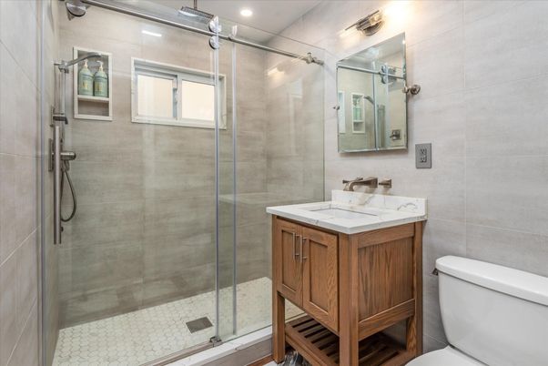 Bathroom, Glass Shower, Interior, Recessed Lighting