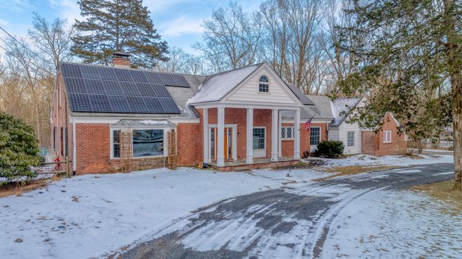 Exterior, Facade, Brick Facade, Solar Panels, Cape Cod