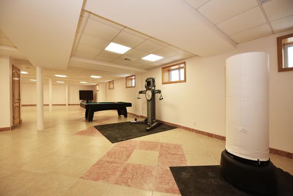 Billiard Table, Fitness Equipment, Game Room, Interior, Recessed Lighting