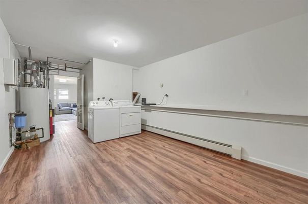 Interior, Washer, Wood Texture Flooring