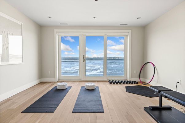 Fitness Equipment, Interior, Recessed Lighting, Water, Wood Texture Flooring