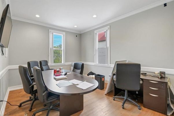 Home Office, Interior, Recessed Lighting, Wood Texture Flooring