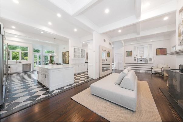 Interior, Kitchen, Pendant Lights, Recessed Lighting, Wood Texture Flooring