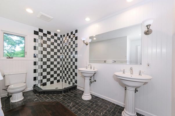 Bathroom, Dual Sink Vanities, Glass Shower, Interior, Recessed Lighting