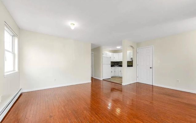 Empty room, Interior, Kitchen, Recessed Lighting, Wood Texture Flooring